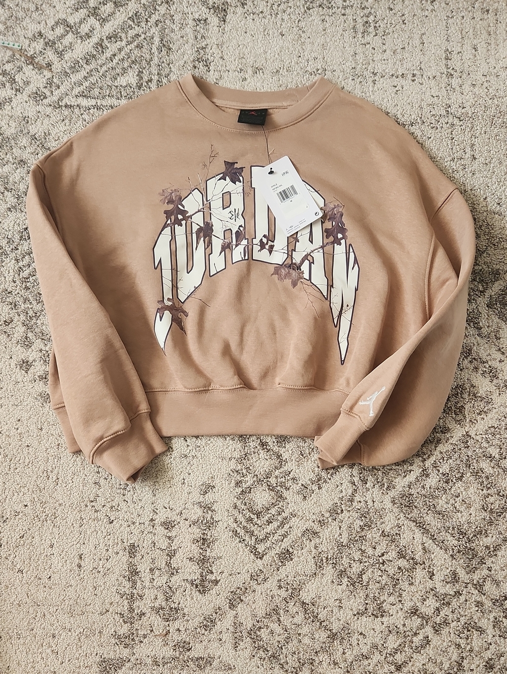 Jordan Girls Realtree Camo Cropped Crewneck Sweatshirt - Beige
